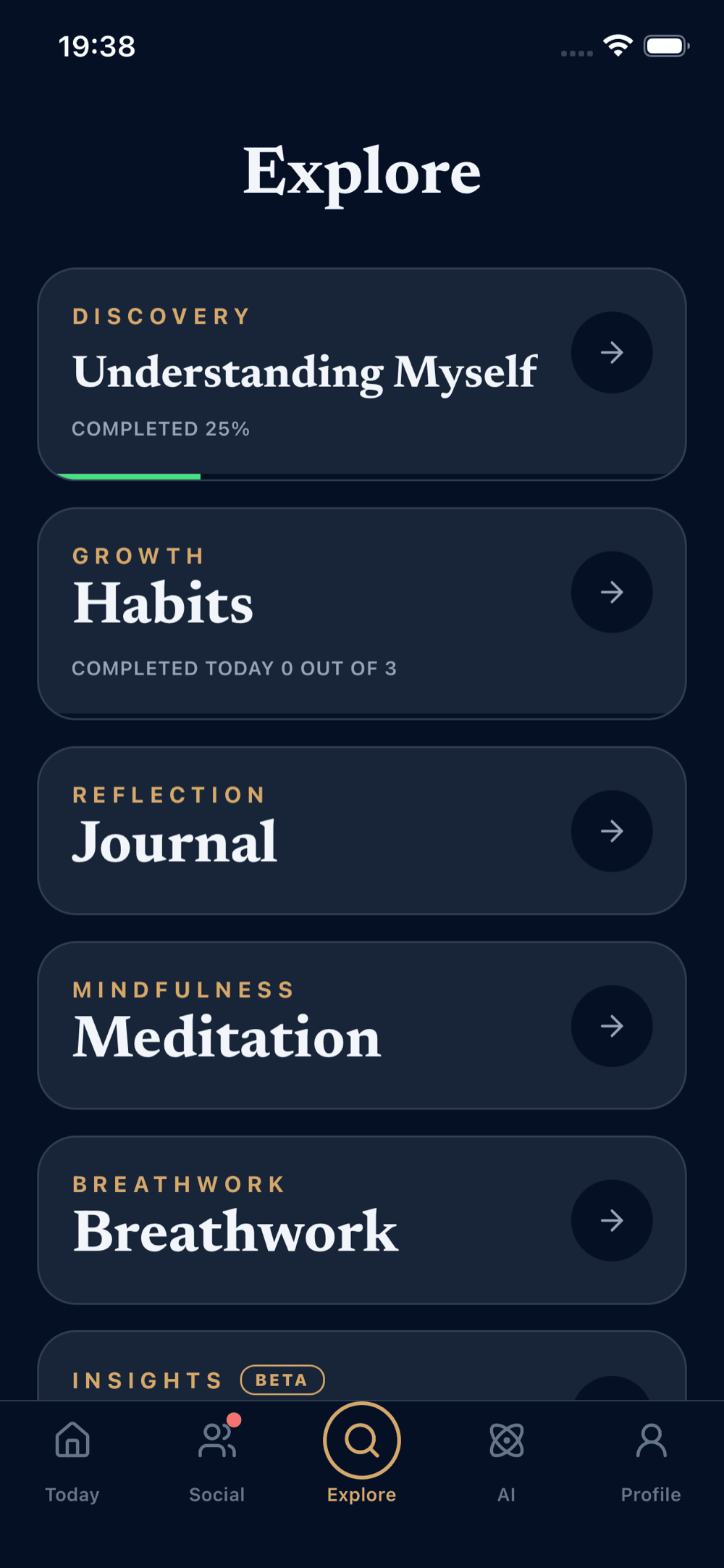 The Explore tab in the Inwork app