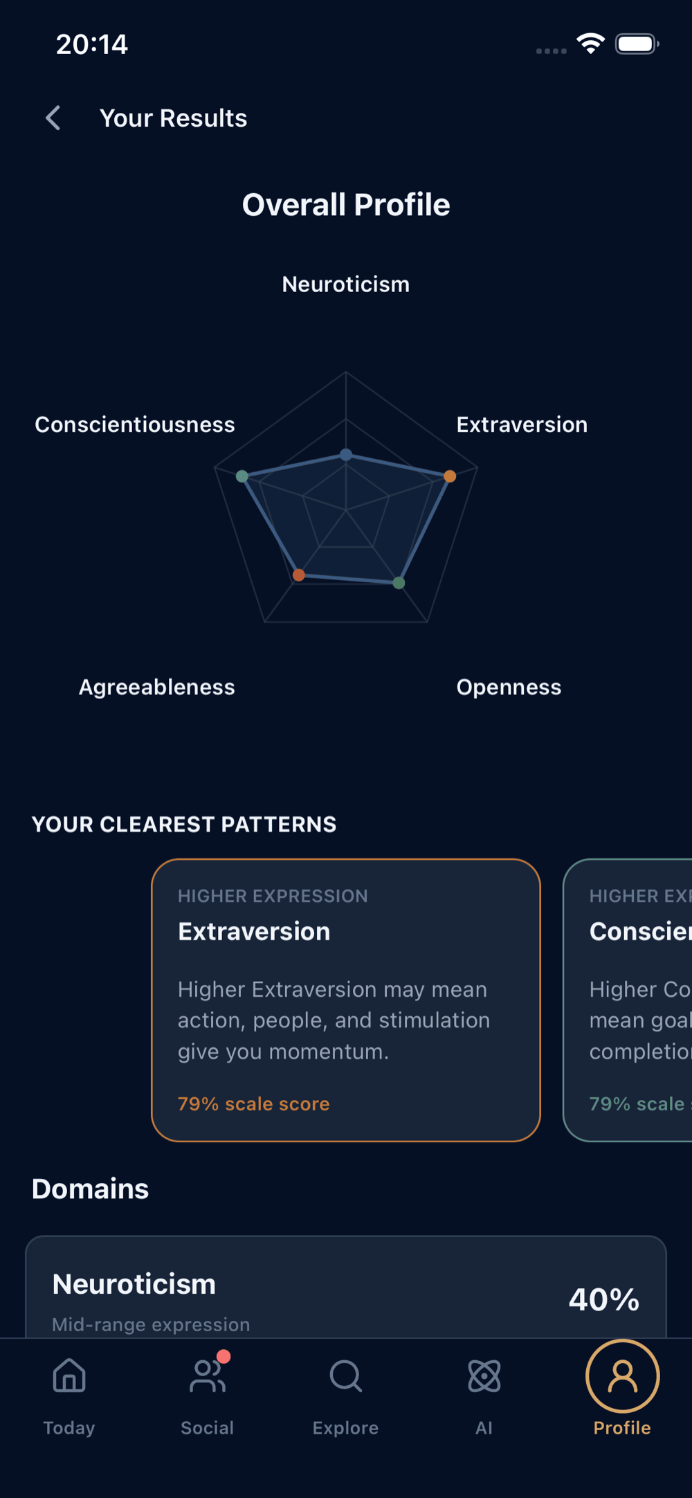 Personality assessments and self-understanding in the Inwork app